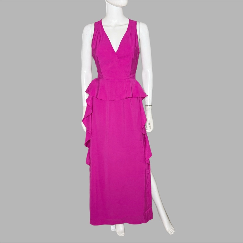 Joie Fuchsia Sheina Sleeveless Maxi Dress with Ruffle Accents